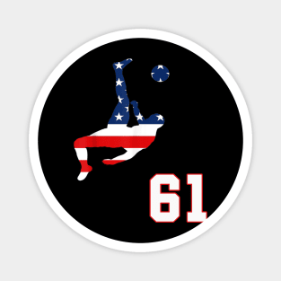 American USA Flag Soccer Jersey Favorite Lucky Number 61 Women Men Magnet